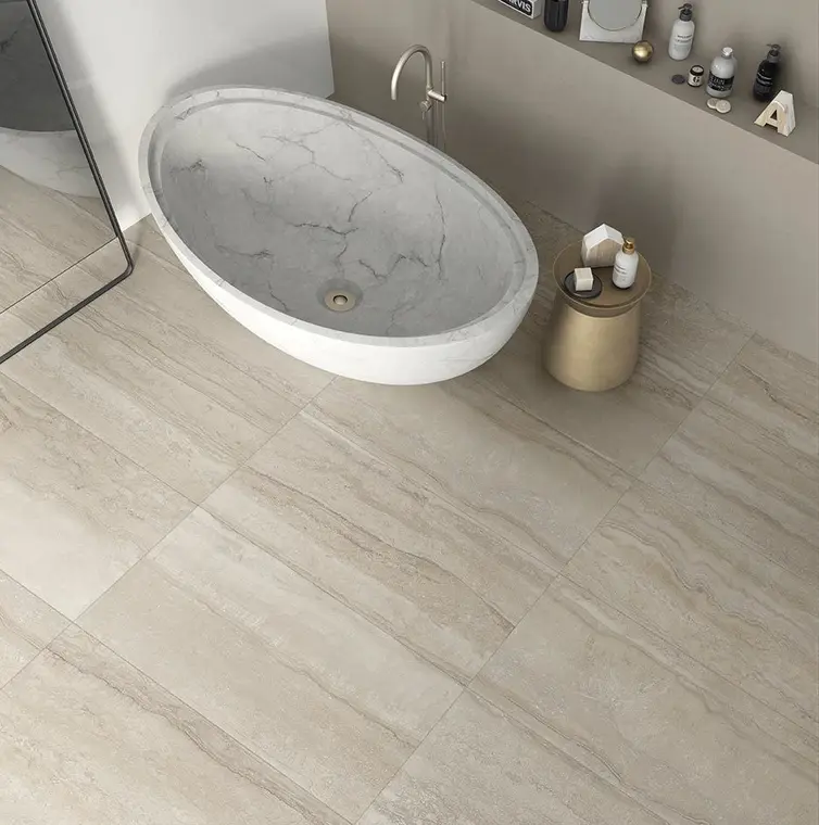 Antica Ceramica Rubiera Memento Travertino — πορσελανάτο πλακάκι δαπέδου και τοίχου με όψη τραβερτίνη
