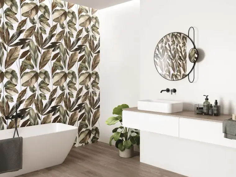 Πλακάκια Baldocer Giardino (Neve Satin decor) — πορσελανάτο, διακοσμητικό, σατινέ, 60×120 cm