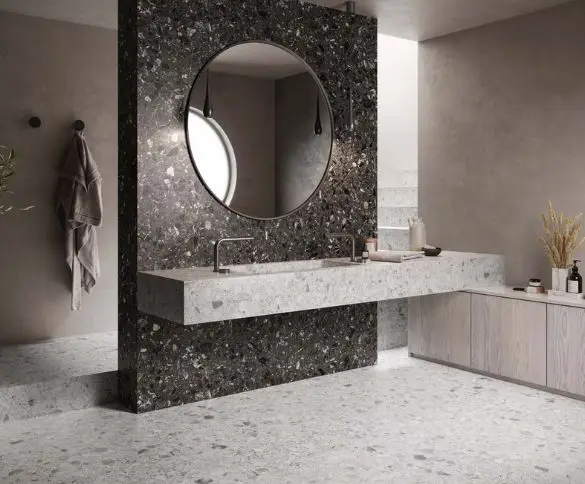 Casalgrande Padana Macro — ολόμαζο πορσελανάτο πλακάκι με όψη terrazzo