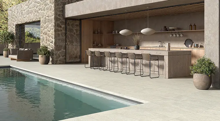 Castelvetro Ceramiche Limestone 2cm — πορσελανάτο πλακάκι δαπέδου και τοίχου με όψη πέτρας, για εσωτερικούς και εξωτερικούς χώρους