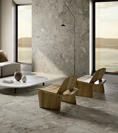 Ceramiche Coem Sassiepietre — πορσελανάτο πλακάκι δαπέδου και τοίχου με όψη πέτρας, για εσωτερικούς και εξωτερικούς χώρους