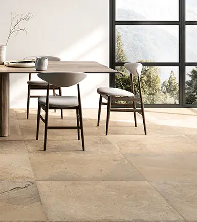 Ceramiche Coem Tuffeau — πορσελανάτο πλακάκι δαπέδου και τοίχου με όψη πέτρας, για εσωτερικούς και εξωτερικούς χώρους