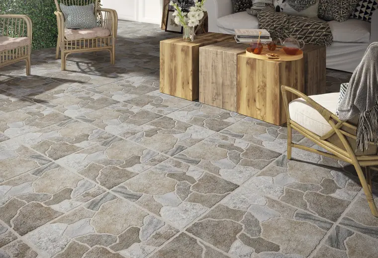 Cristal Cerámicas S.A. (Cristacer) GUADALUPE — κεραμικό πλακάκι κόκκινης πάστας δαπέδου με όψη πέτρας