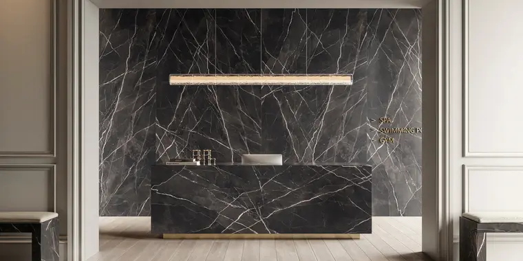 Πλακάκια Italgraniti Calacatta Black — πορσελανάτο, μάρμαρο, ματ, 160×320 cm