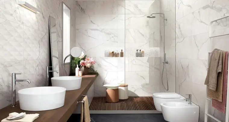 Πλακάκια Marazzi Allmarble Wall — κεραμικό λευκής πάστας, μάρμαρο, γυαλιστερό, 40×120 cm