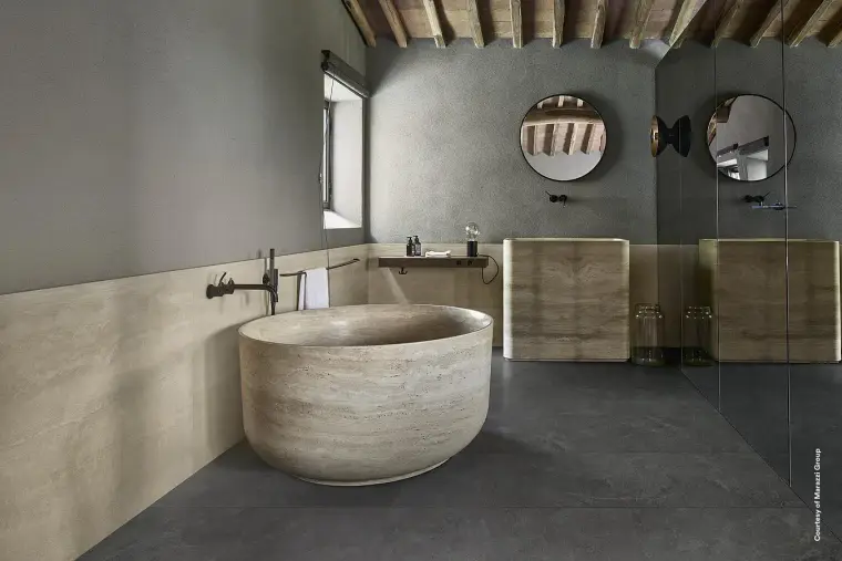 Marazzi Mystone Pietra Ligure — πορσελανάτο πλακάκι δαπέδου και τοίχου με όψη πέτρας, για εσωτερικούς και εξωτερικούς χώρους