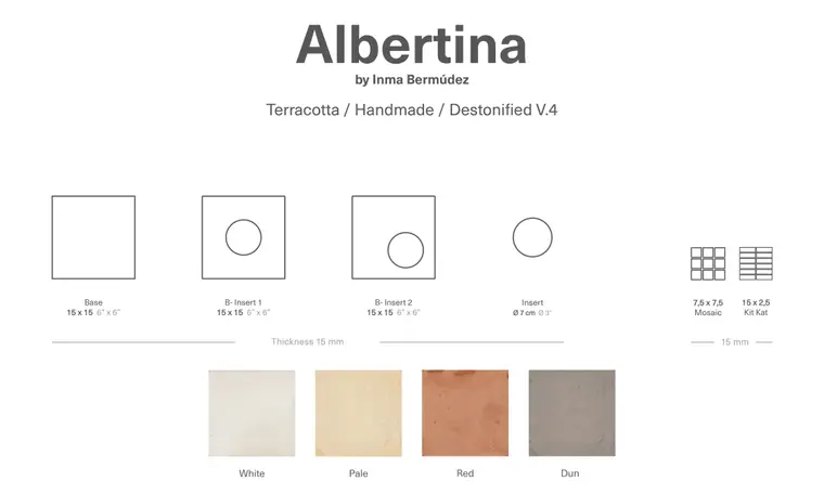Πλακάκια Nadis Design Albertina — κεραμικό λευκής πάστας, διακοσμητικό, 15×15 cm