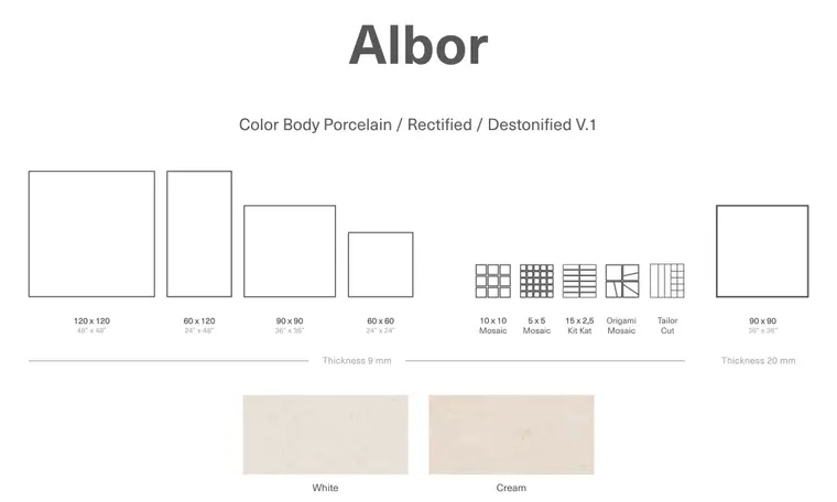 Πλακάκια Nadis Design Albor — πορσελανάτο ολόμαζο, μονόχρωμο, σατινέ, 120×120 cm