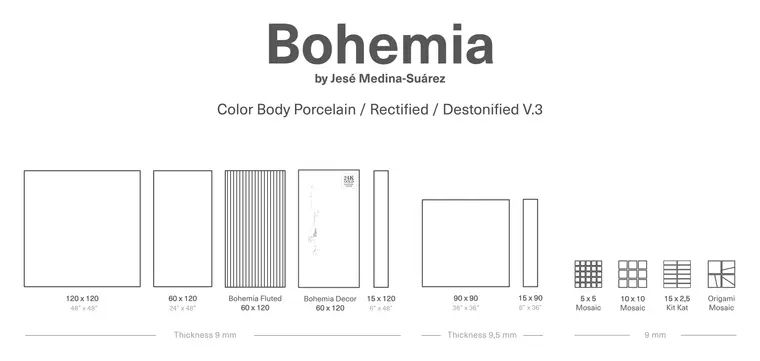 Πλακάκια Nadis Design Bohemia — πορσελανάτο ολόμαζο, διακοσμητικό, σατινέ, 60×120 cm
