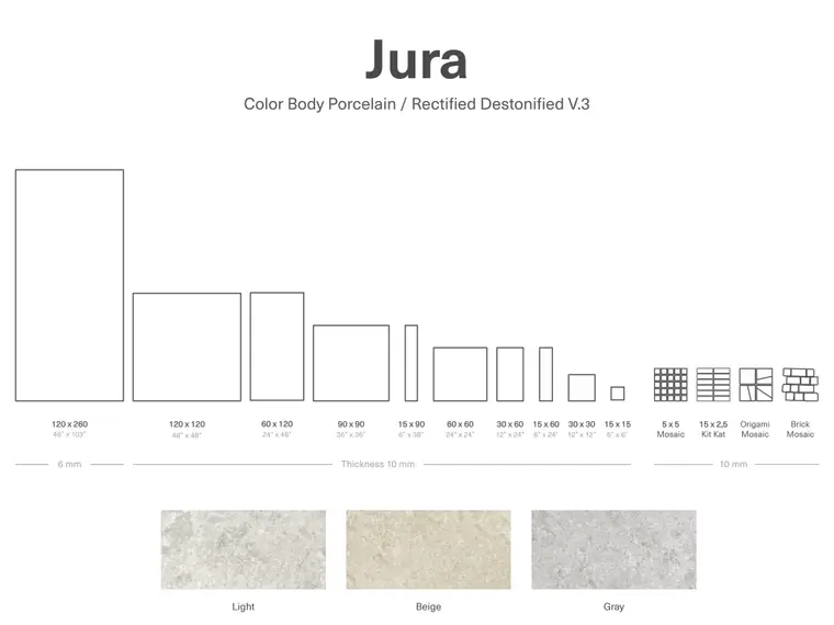Πλακάκια Nadis Design Jura — πορσελανάτο ολόμαζο, πέτρα, σατινέ, 120×260 cm