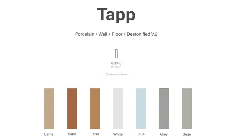 Nadis Design Tapp — κεραμικό πλακάκι τοίχου σε ενιαίο χρώμα