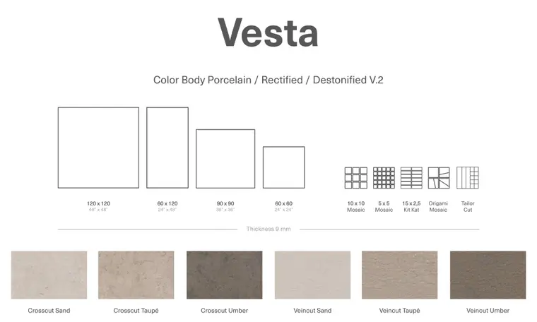 Nadis Design Vesta — ολόμαζο πορσελανάτο πλακάκι δαπέδου και τοίχου με όψη πέτρας