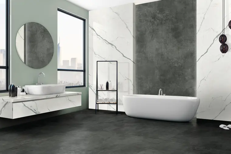 NuovoCorso Boulevard Black — πορσελανάτο πλακάκι δαπέδου και τοίχου με όψη τσιμέντου