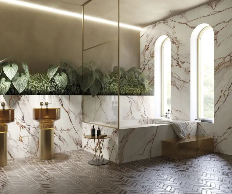 NuovoCorso Light Red Calacatta — πορσελανάτο πλακάκι δαπέδου και τοίχου με όψη μαρμάρου