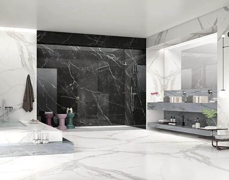 NuovoCorso Nero Marquina — πορσελανάτο πλακάκι δαπέδου και τοίχου με όψη μαρμάρου