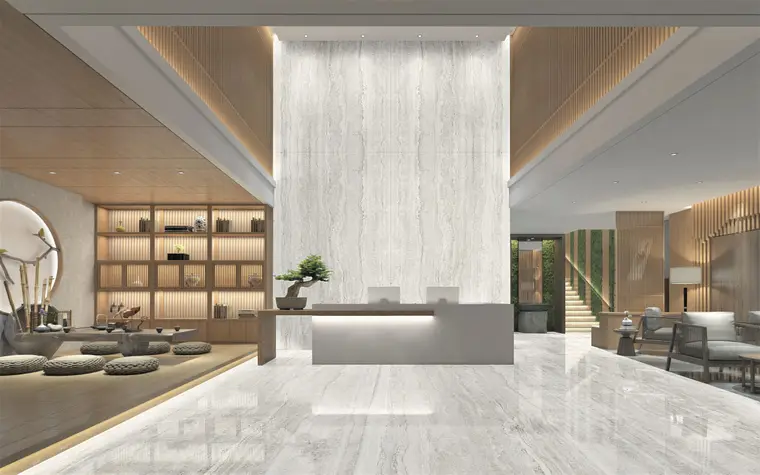 NuovoCorso Travertino White — πορσελανάτο πλακάκι δαπέδου και τοίχου με όψη τραβερτίνη