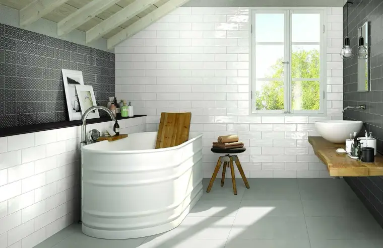 Πλακάκια Ragno Brick Glossy — κεραμικό λευκής πάστας, γυαλιστερό, 10×30 cm