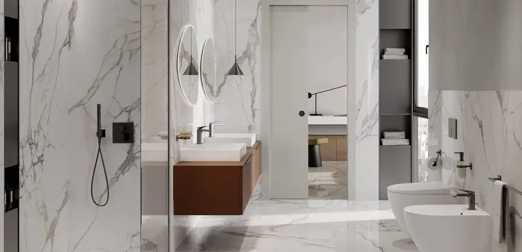 RAK Ceramics Iceland White — πορσελανάτο πλακάκι με όψη μαρμάρου