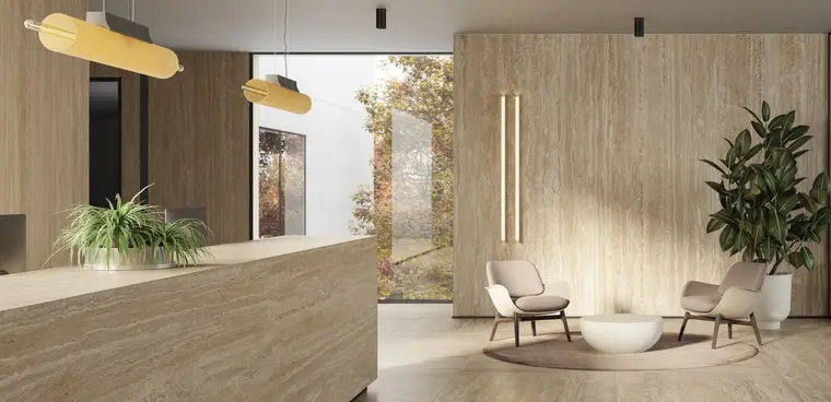 RAK Ceramics Pontino — πορσελανάτο πλακάκι με όψη τραβερτίνη, για εσωτερικούς και εξωτερικούς χώρους
