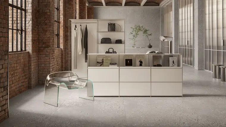 Ceramica Sant'Agostino Gravel — πορσελανάτο πλακάκι δαπέδου και τοίχου με όψη τσιμέντου, για εσωτερικούς και εξωτερικούς χώρους