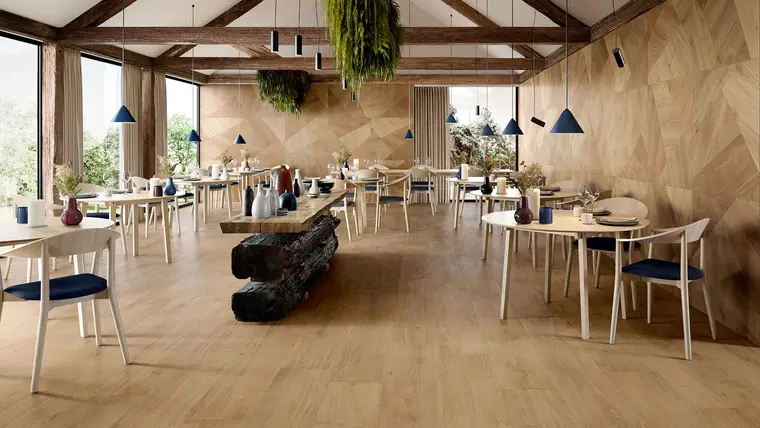 Ceramica Sant'Agostino Primewood — πορσελανάτο πλακάκι δαπέδου και τοίχου με όψη ξύλου, για εσωτερικούς και εξωτερικούς χώρους