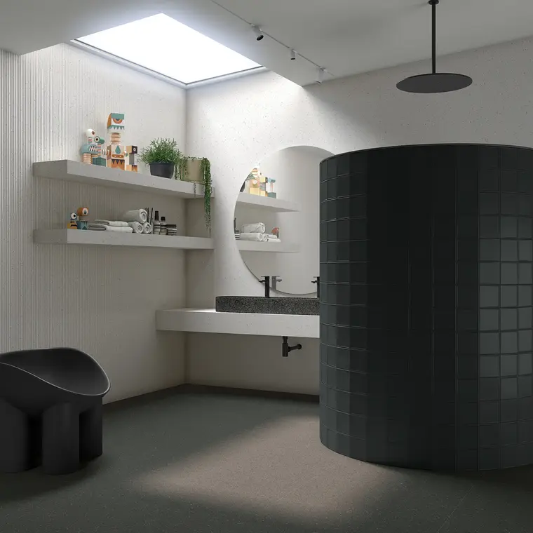 Πλακάκια Vives Ceramica Cuark — κεραμικό λευκής πάστας, terrazzo, ματ, 32×99 cm