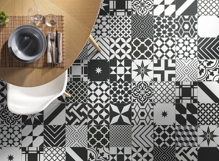 Πλακάκια Xclusive Ceramica Black & White — πορσελανάτο, διακοσμητικό, γυαλιστερό, 20,5×20,5 cm