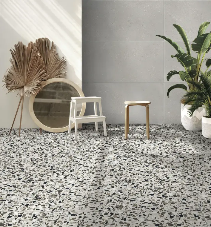 Πλακάκια Xclusive Ceramica Essence — πορσελανάτο ολόμαζο, terrazzo, ματ, 60×120 cm